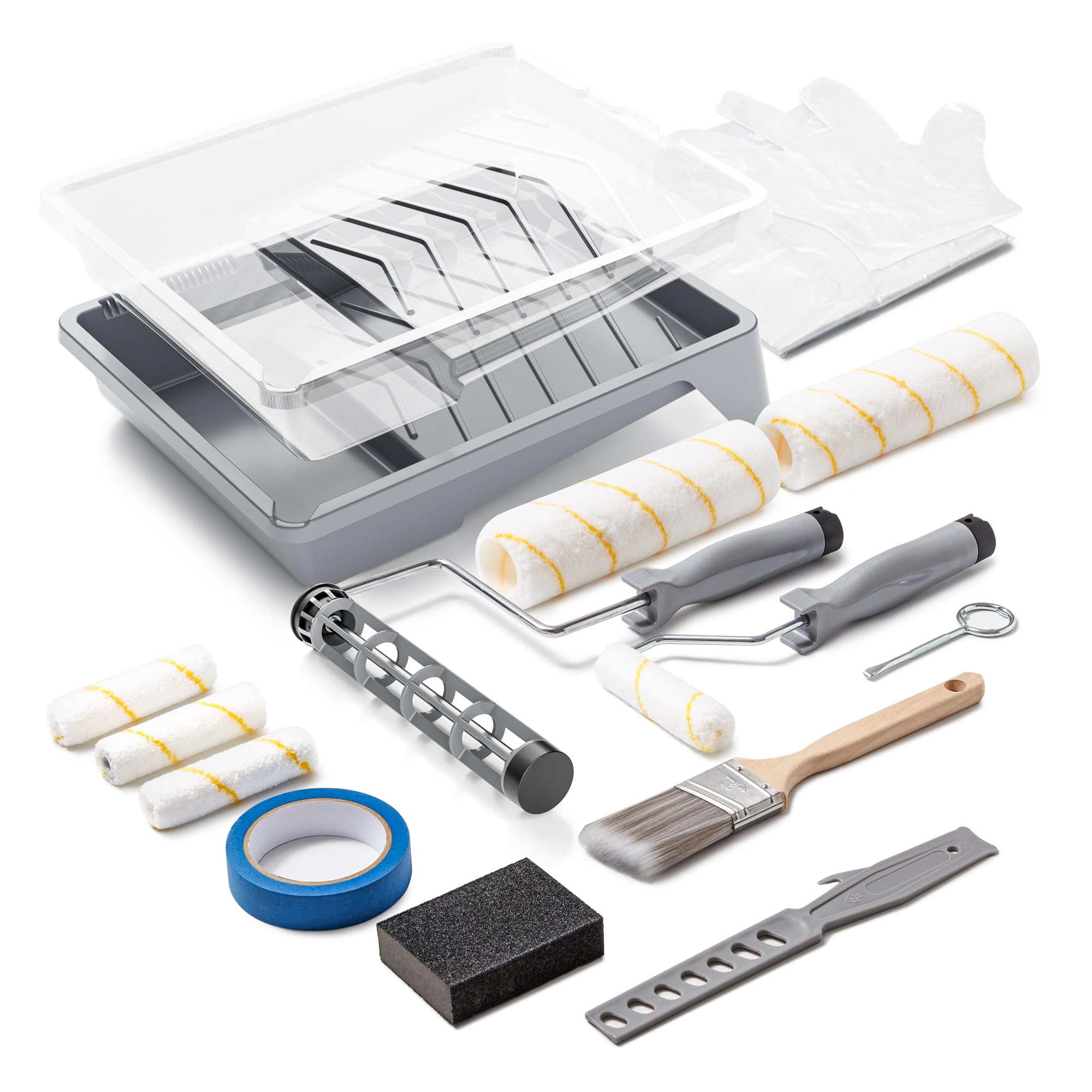 Voomey 17-piece kit with 9-inch rollers for smooth wall coverage