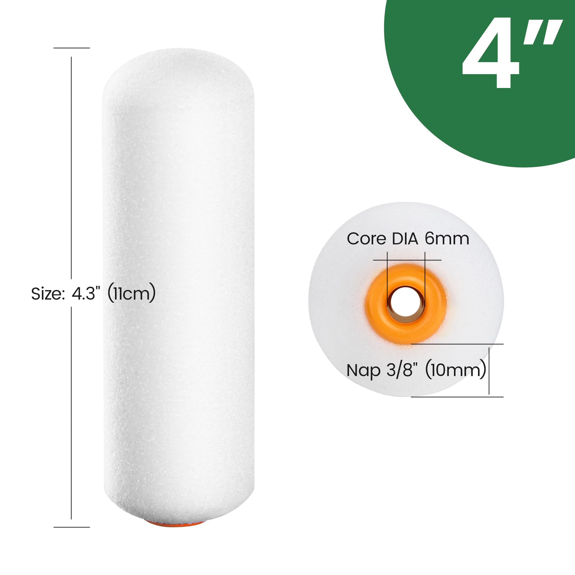 Voomey 4inch-round-head foam roller closeup highlighting durable inner tube connection