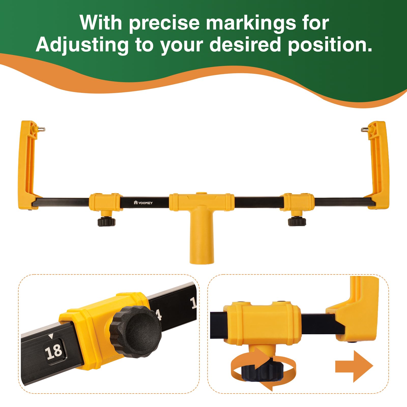Voomey adjustable 12 to 18 roller frame enabling quick project adjustments.