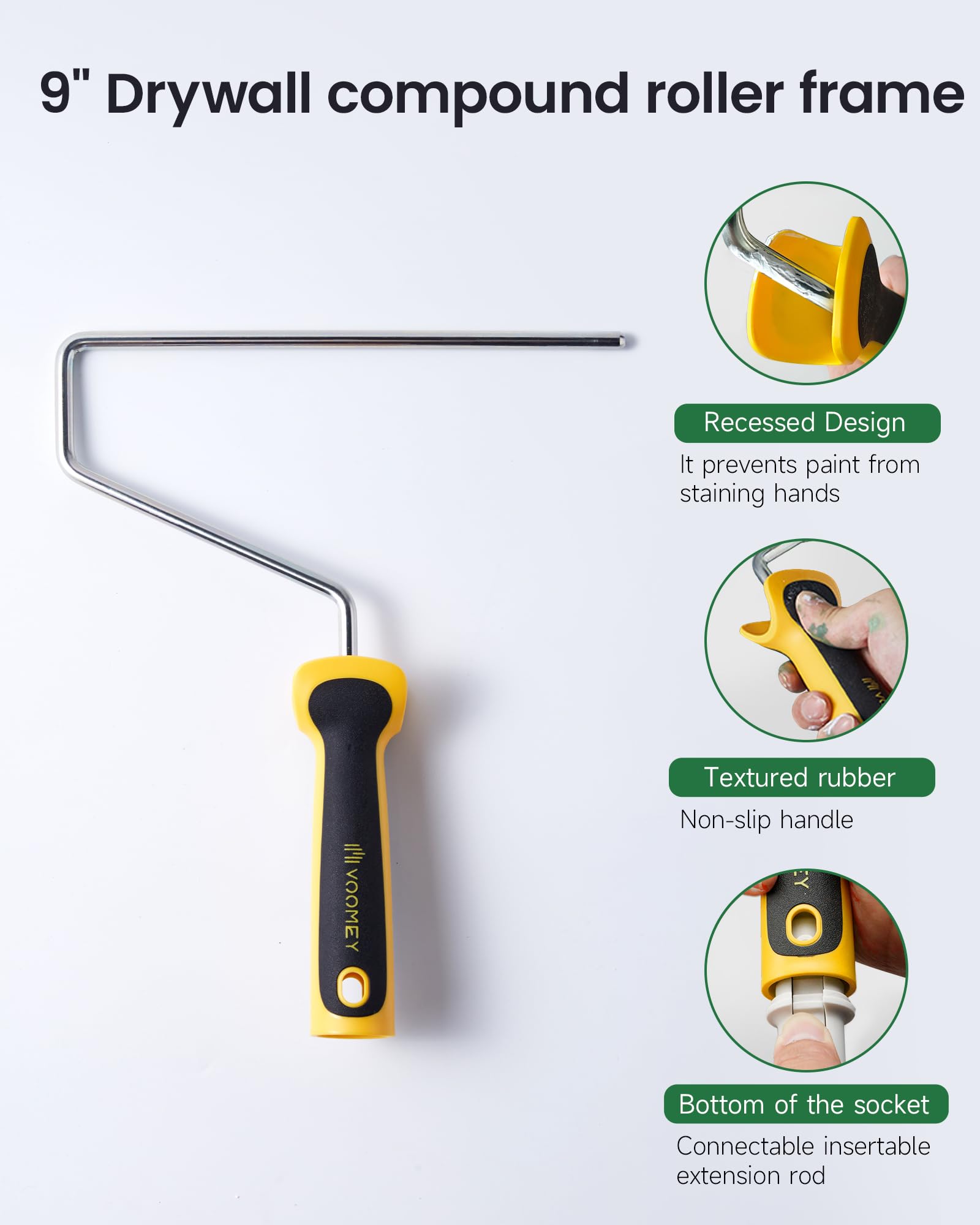 Voomey galvanized steel handle stays strong and comfortable in wet conditions.