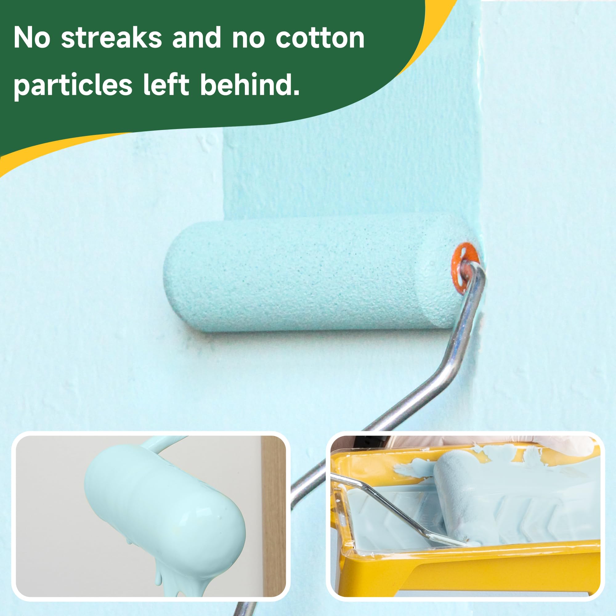 Voomey 4-inch roller on flat surfaces delivers a smooth finish
