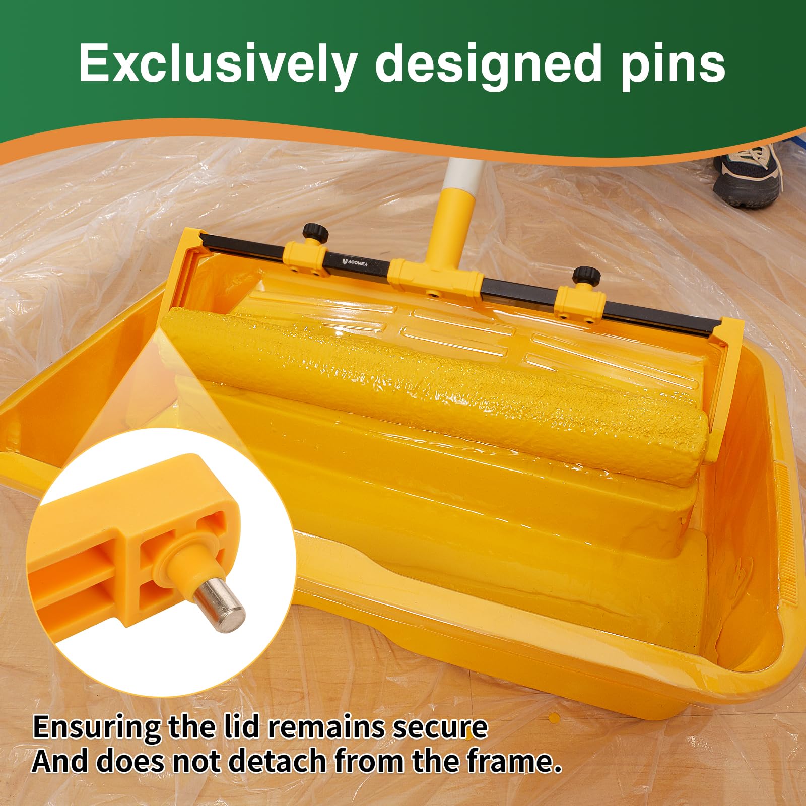 Voomey precision-positioning scale helps center the lid for even application.