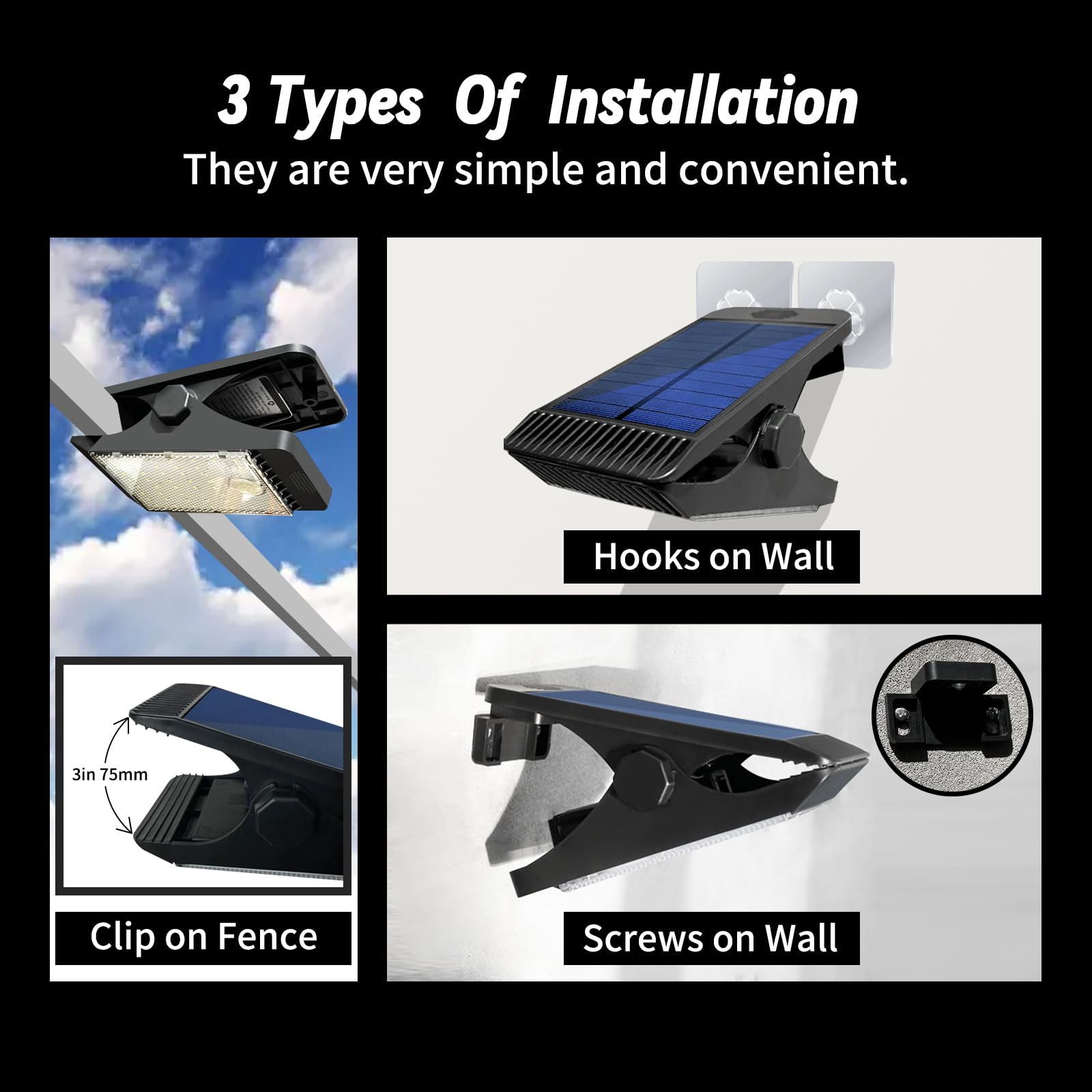 Voominhtec clip-on solar light detects motion up to 24 feet