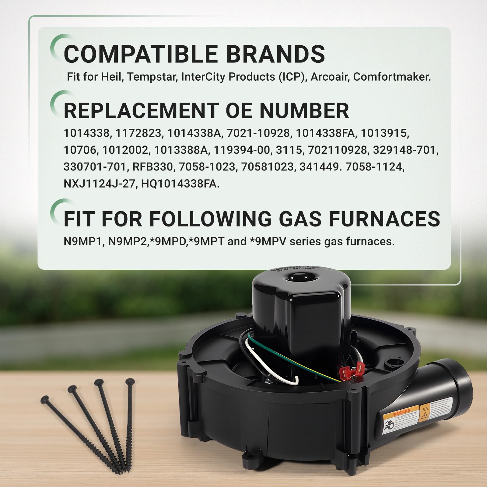 VORGENS 1014338 draft inducer motor side view showing durable construction for reliable operation.