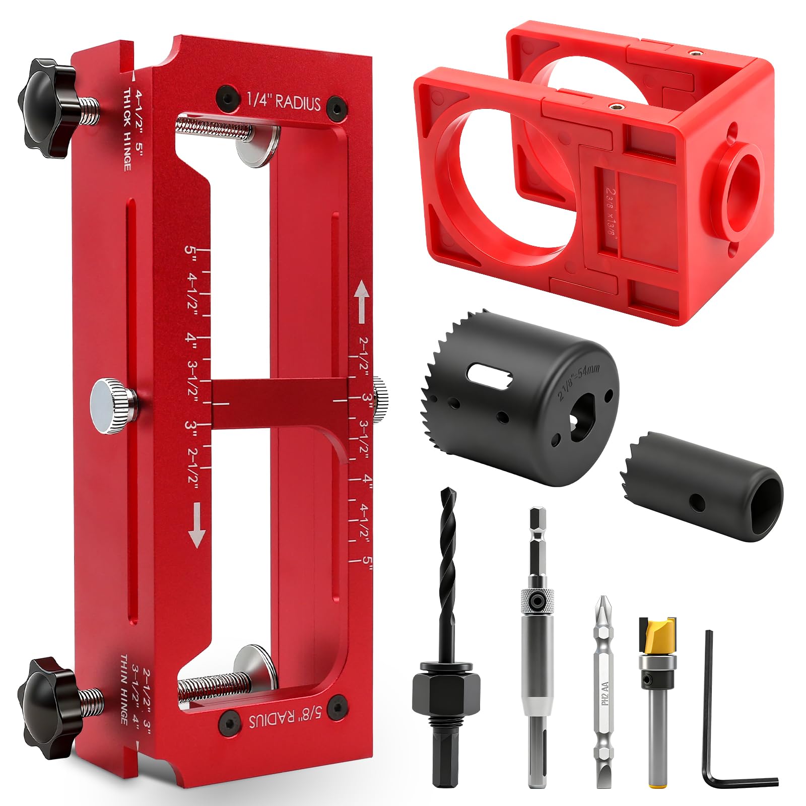 Vorhixa hinge jig overview showing precise alignment for mortising.