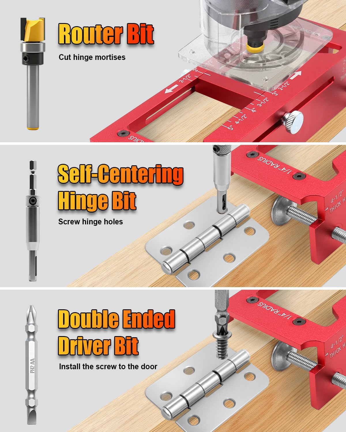 Vorhixa knob and deadbolt kit enabling accurate drill holes on doors.