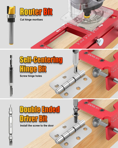 Vorhixa knob and deadbolt kit enabling accurate drill holes on doors.