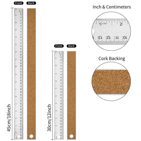 VORIGY 18-inch cork-backed metal ruler for long, accurate measurements.