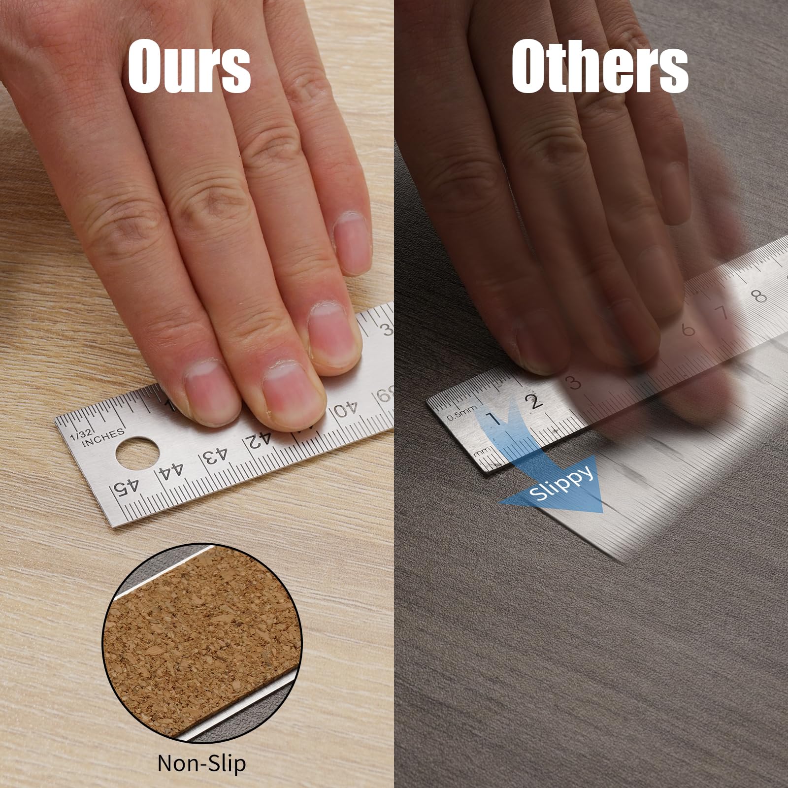 VORIGY ruler with etched inch and metric markings for clear visibility.