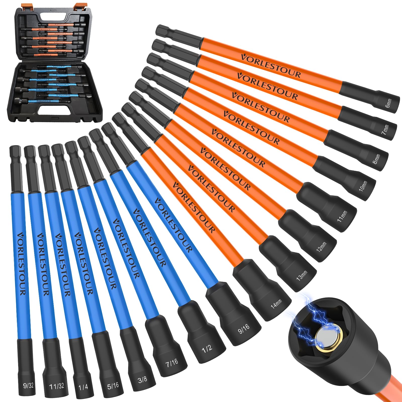 Vorlestour magnetic nut driver set in box for easy transport and storage.