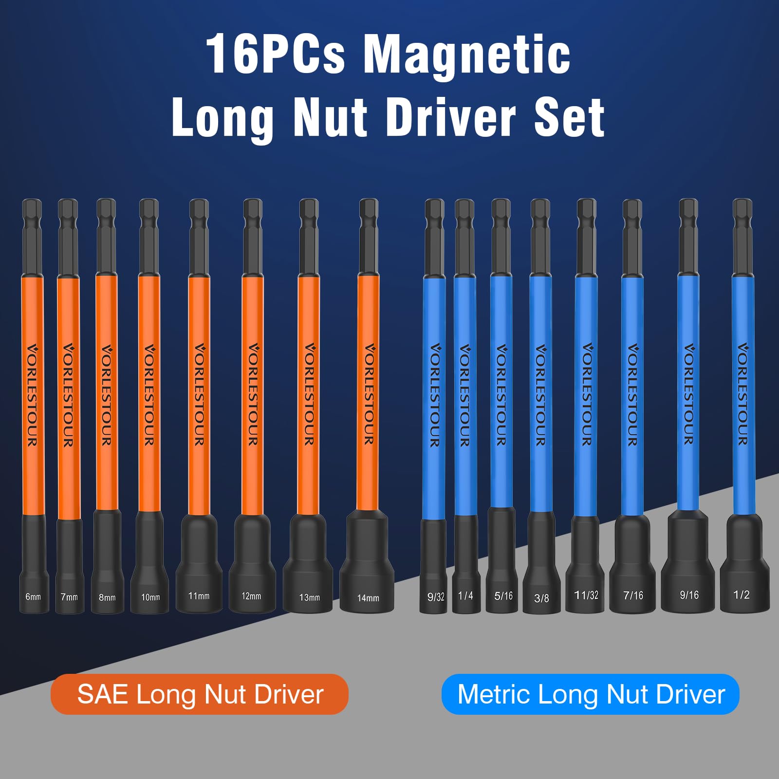 Vorlestour magnetic tips hold nuts for one-handed operation.