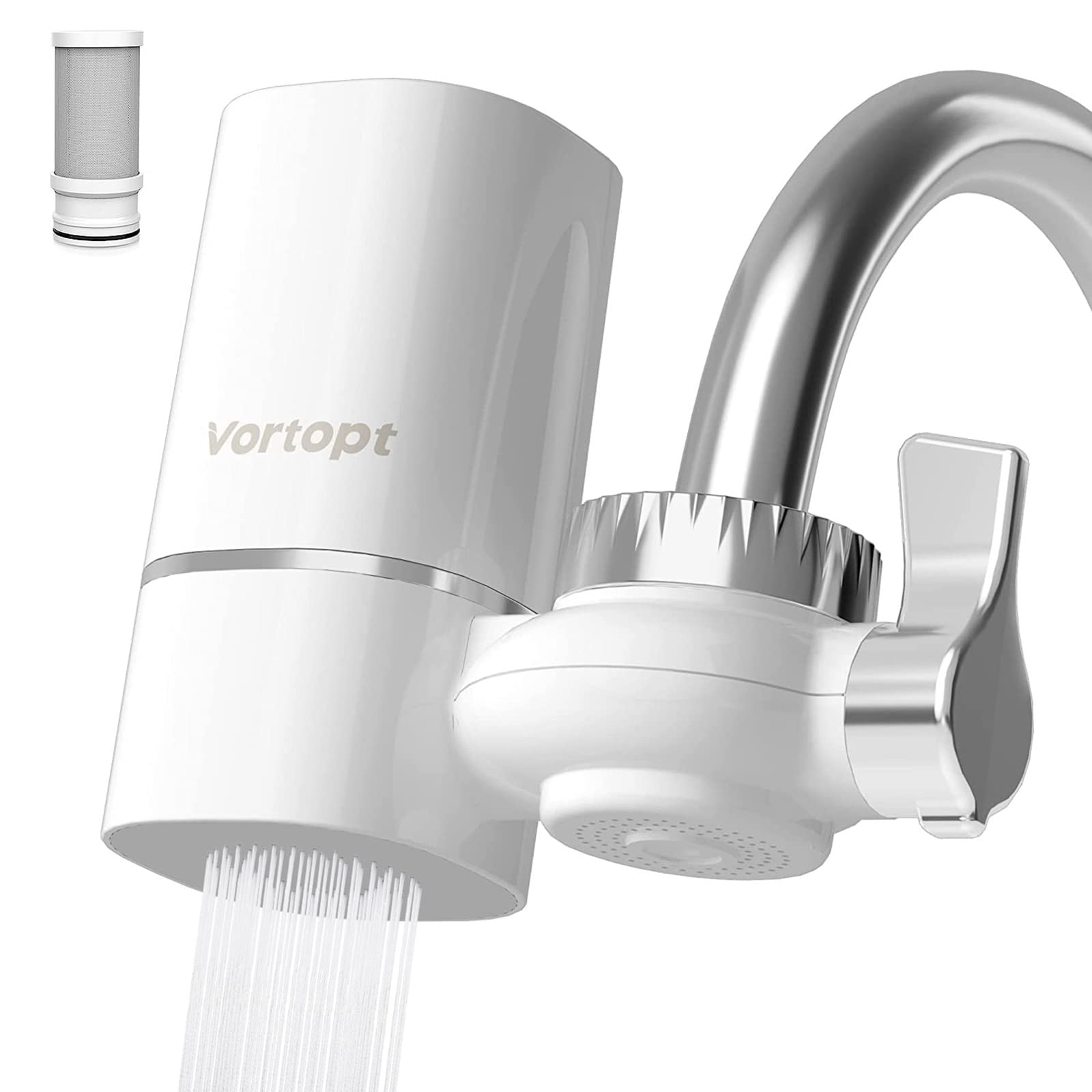 Vortopt faucet water filter installation shows quick setup and improved water taste.