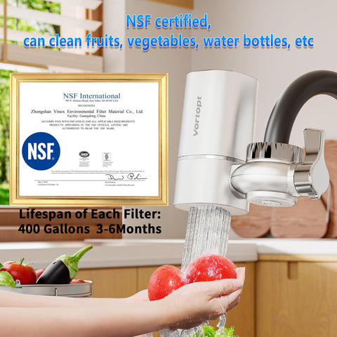 Vortopt rapid flow water stream demonstrates fast access to purified water.