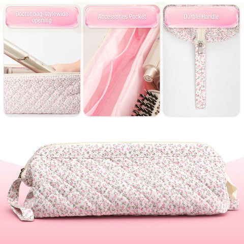 Voryssent bag demonstrates ample capacity for curling irons and attachments.