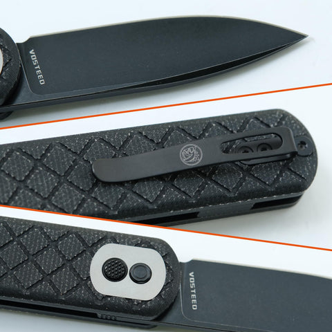 Vosteed Corgi micarta handle offers ergonomic grip and comfort.