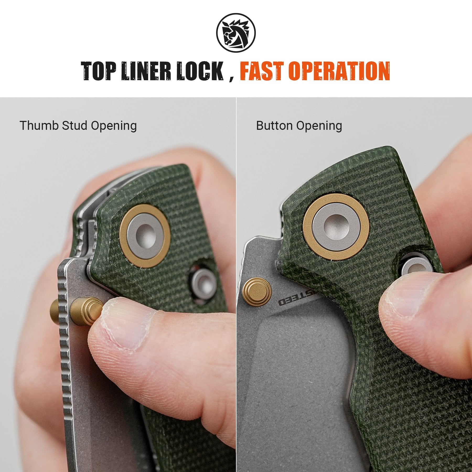Vosteed Porcupine 2.99-inch blade with 14C28N for edge retention.