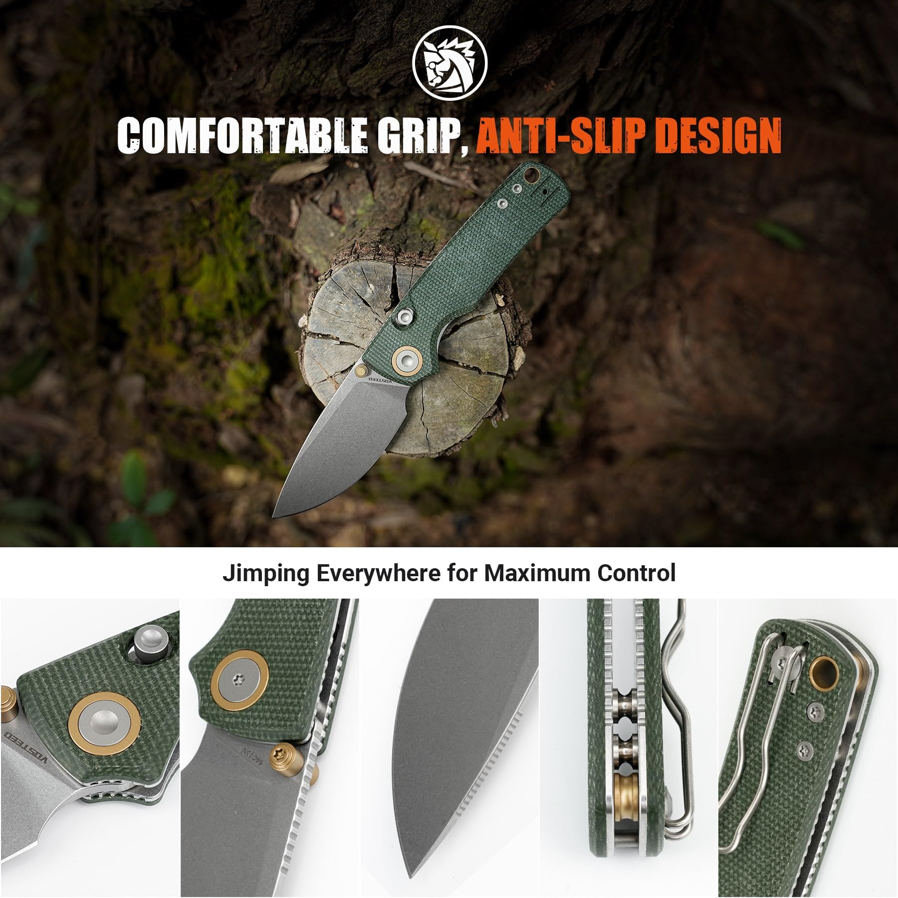 Vosteed Porcupine forward choil aids secure grip during tasks.