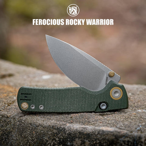 Vosteed Porcupine green Micarta handle offers confident grip.