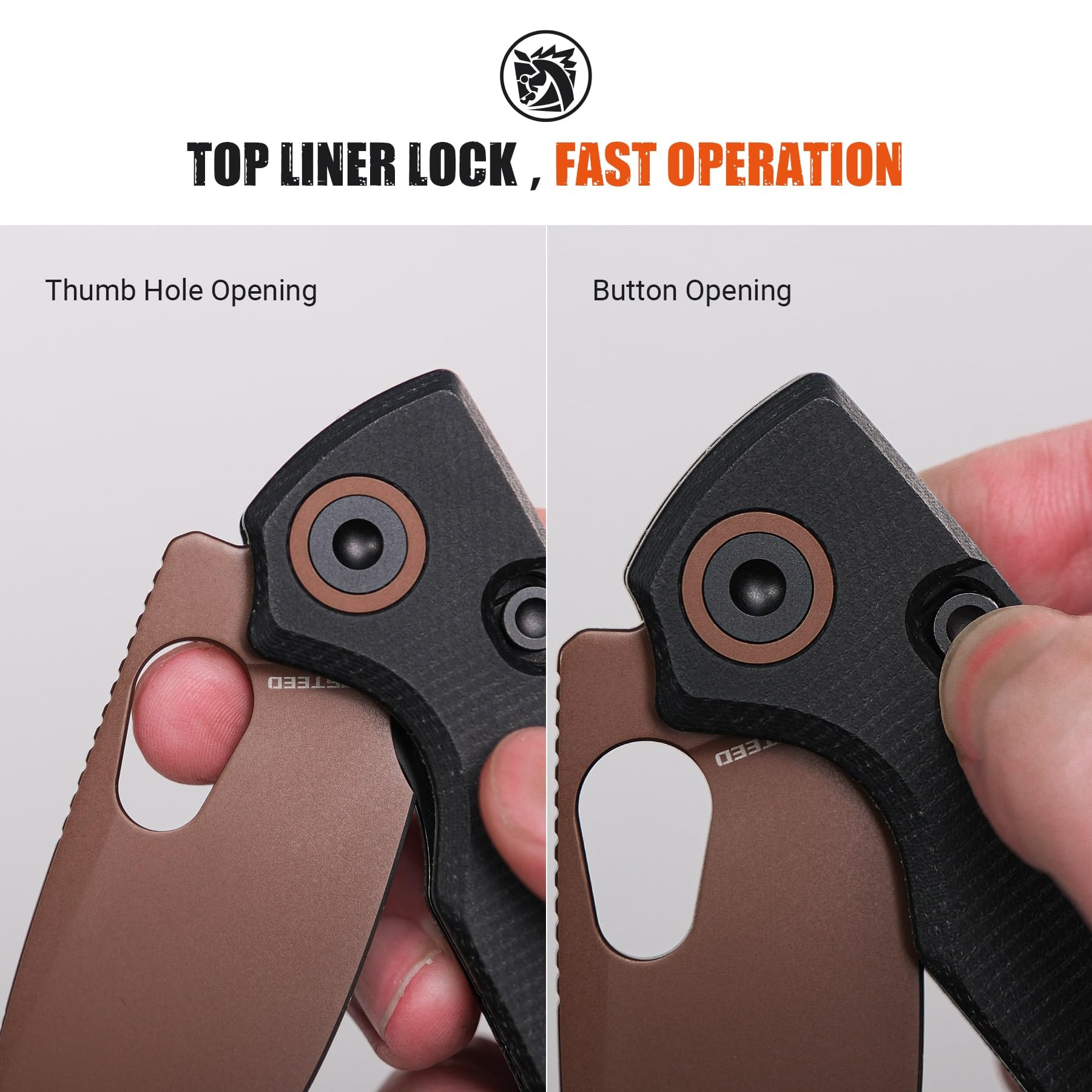 Vosteed Porcupine Micarta handle provides durable grip and style.