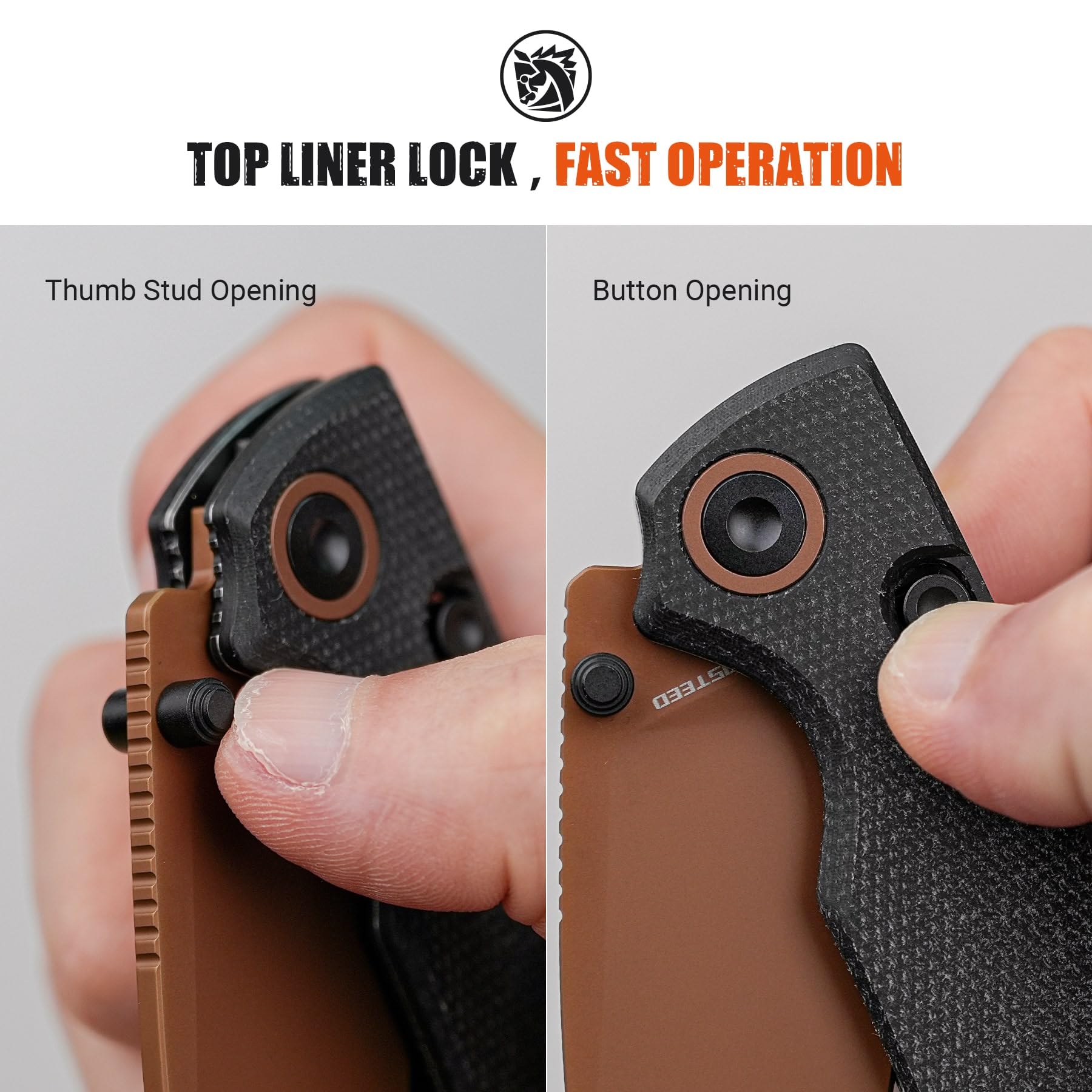 Vosteed Porcupine top liner lock for safe one-handed opening