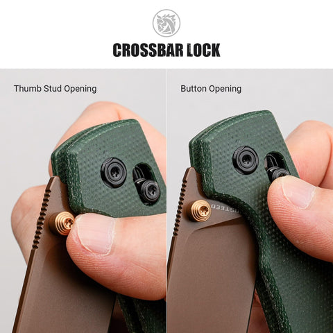 Vosteed Raccoon green Micarta handle offering ergonomic grip for daily carry.