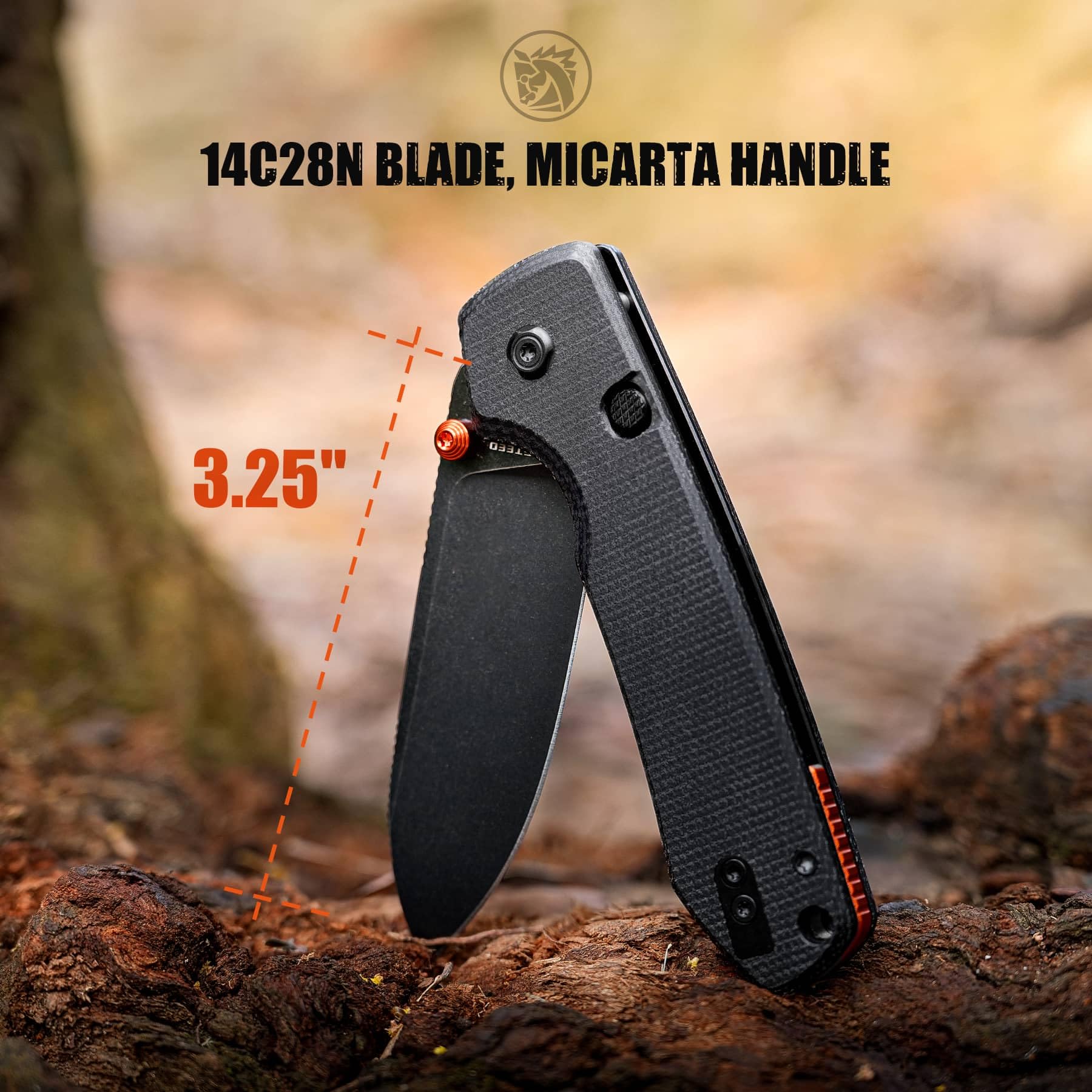 Vosteed Raccoon2.0 3.25-inch Bowie blade for precise cuts.