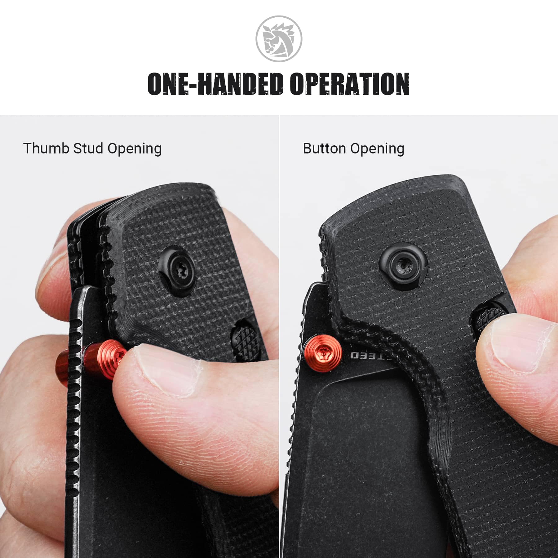 Vosteed Raccoon2.0 micarta handle with ergonomic grip.