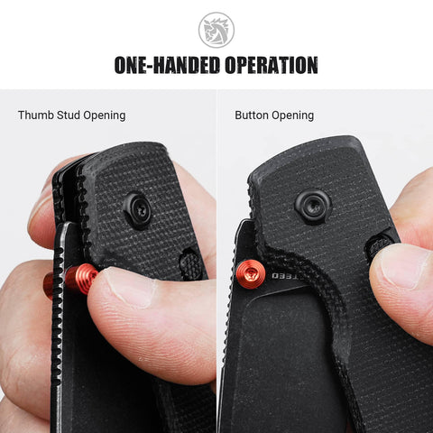Vosteed Raccoon2.0 micarta handle with ergonomic grip.