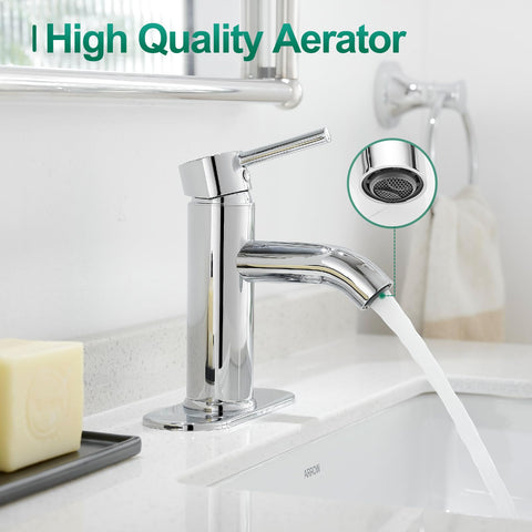 VOTON bathroom faucet chrome deck plate demonstrates versatile 1-hole or 3-hole installation