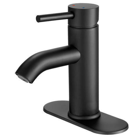VOTON black bathroom faucet angle view showing sleek matte finish and form factor
