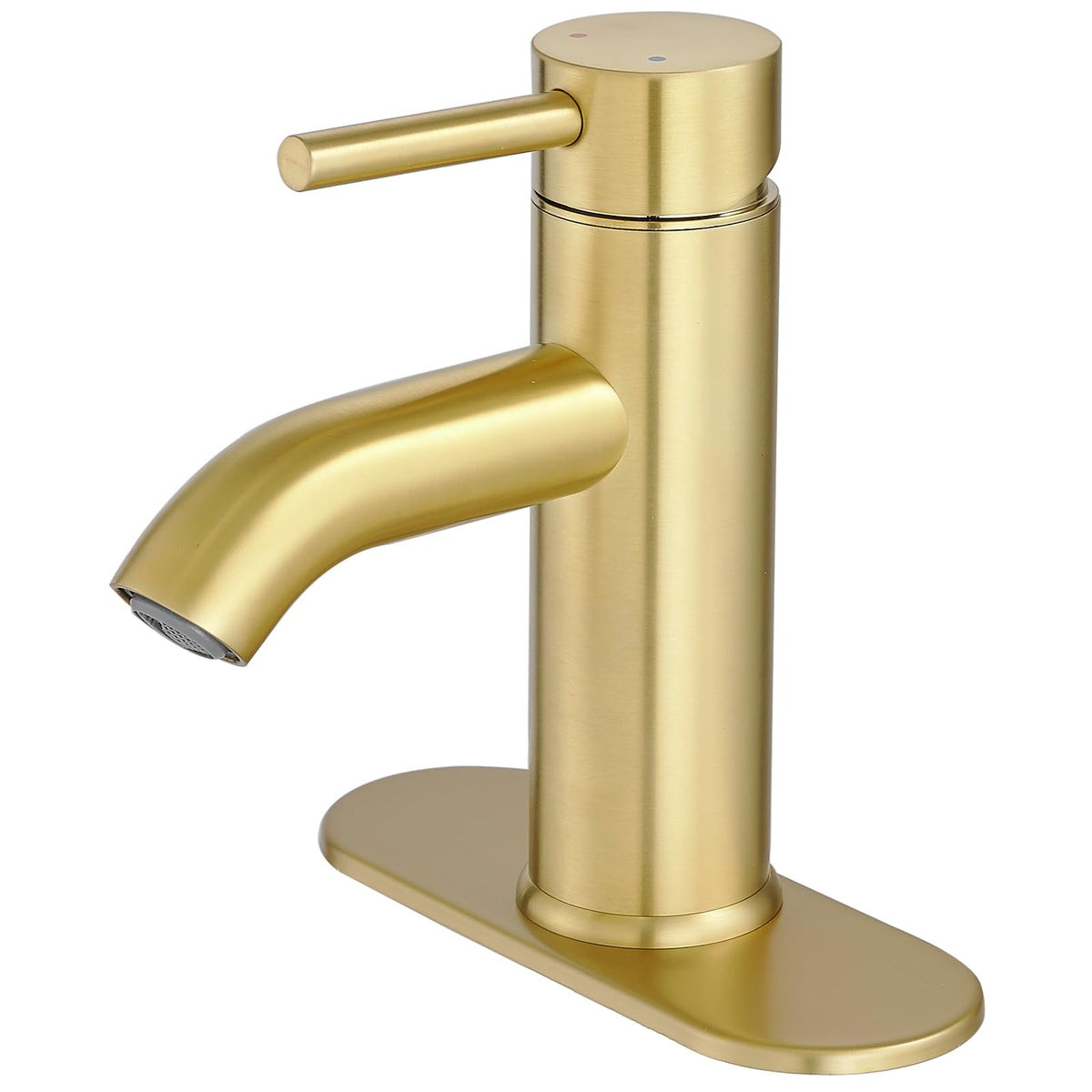 VOTON brushed gold bathroom faucet front view highlights modern style and durable finish.