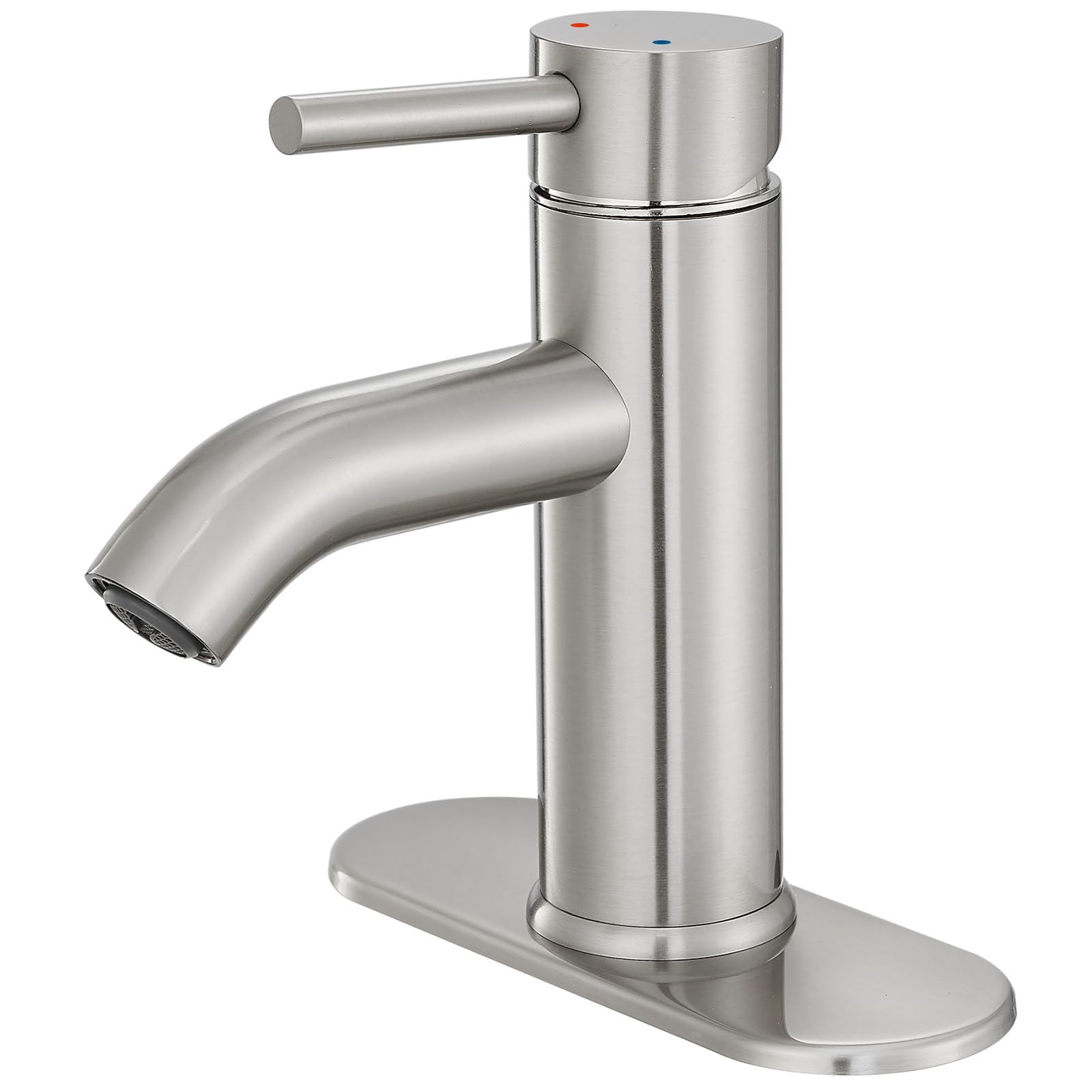 VOTON brushed nickel one-handle faucet with deck plate for smooth control