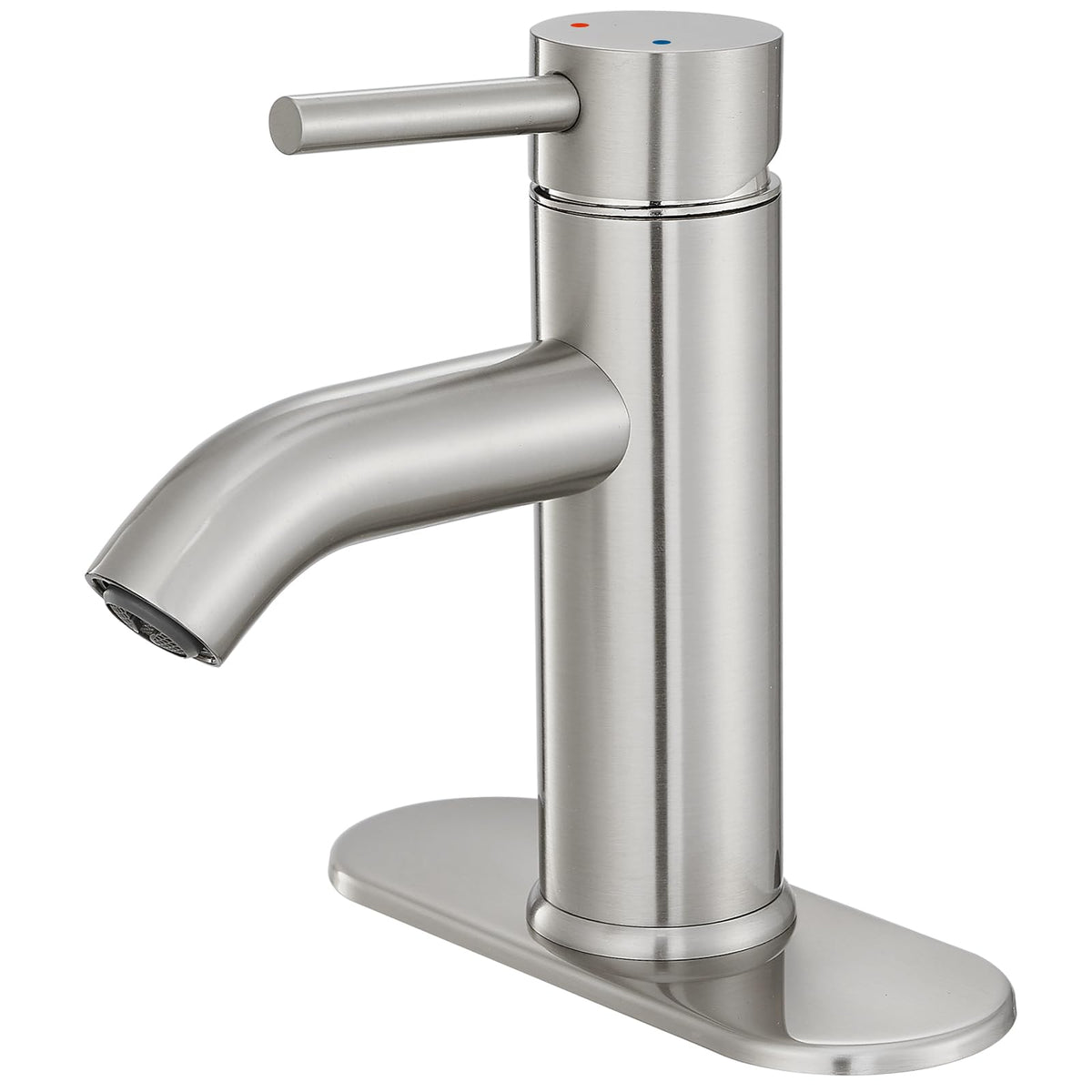 VOTON brushed nickel one-handle faucet with deck plate for smooth control