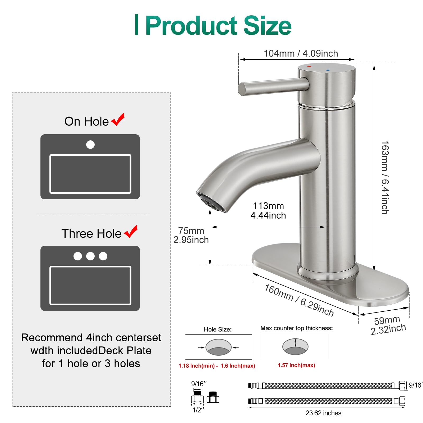 VOTON includes 3/8-inch hot and cold supply hoses for quick install