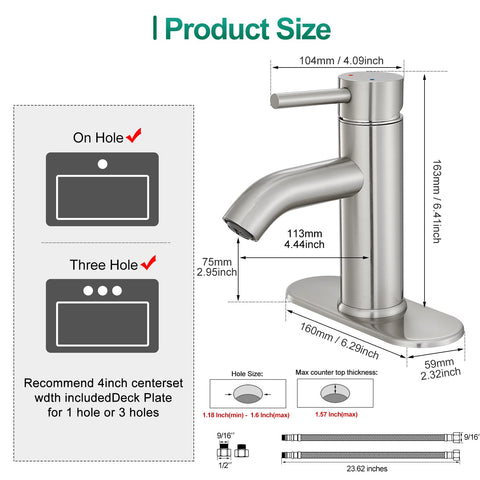 VOTON includes 3/8-inch hot and cold supply hoses for quick install