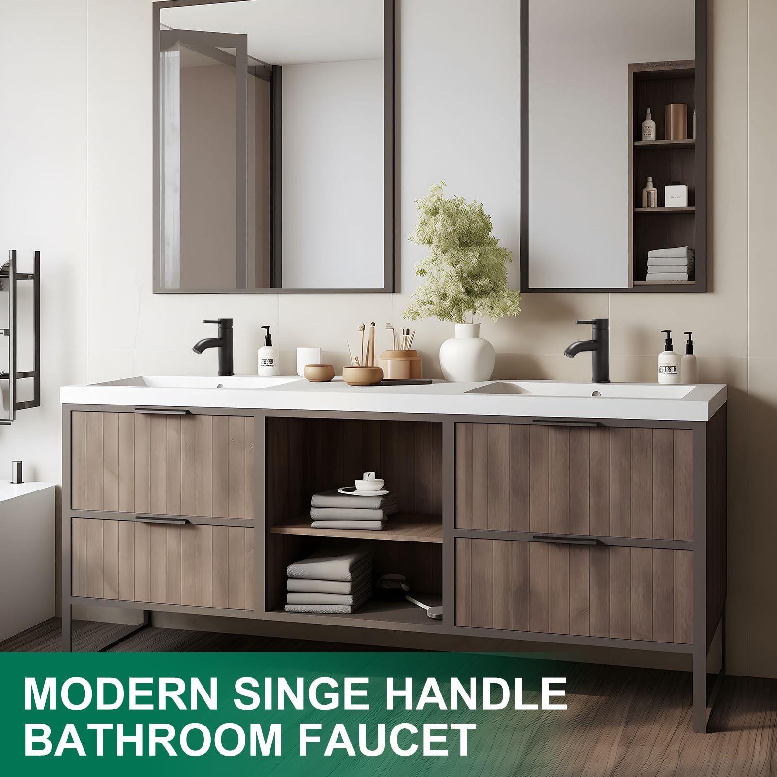 Matte black bathroom faucet by VOTON complements contemporary decor