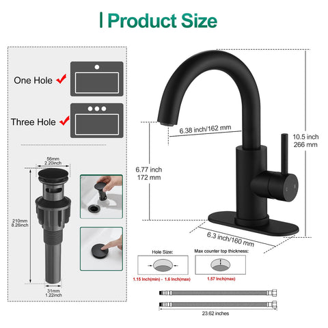 VOTON matte black kitchen and bathroom faucet with durable finish