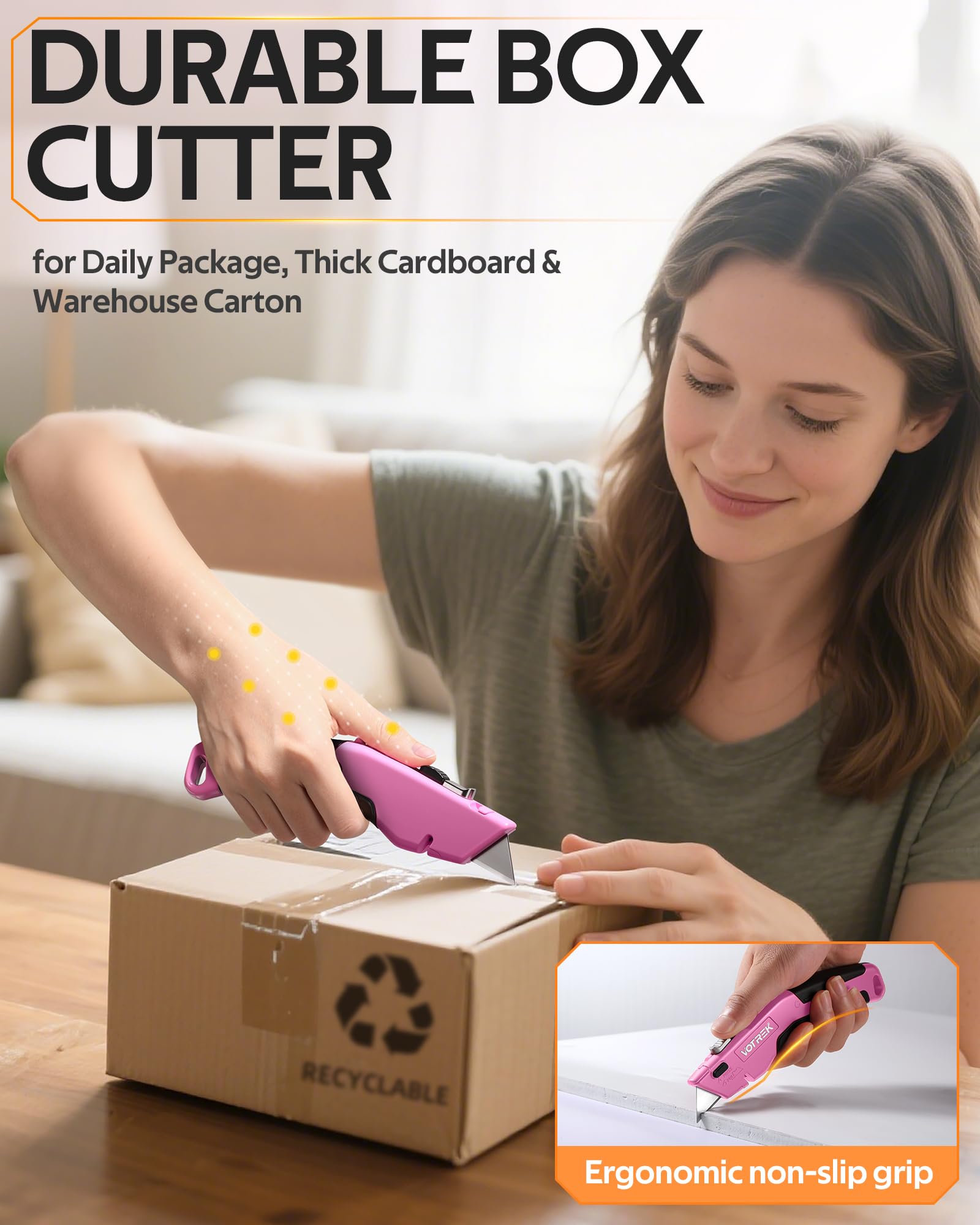 VOTREK box cutter blade storage area keeps spare blades organized