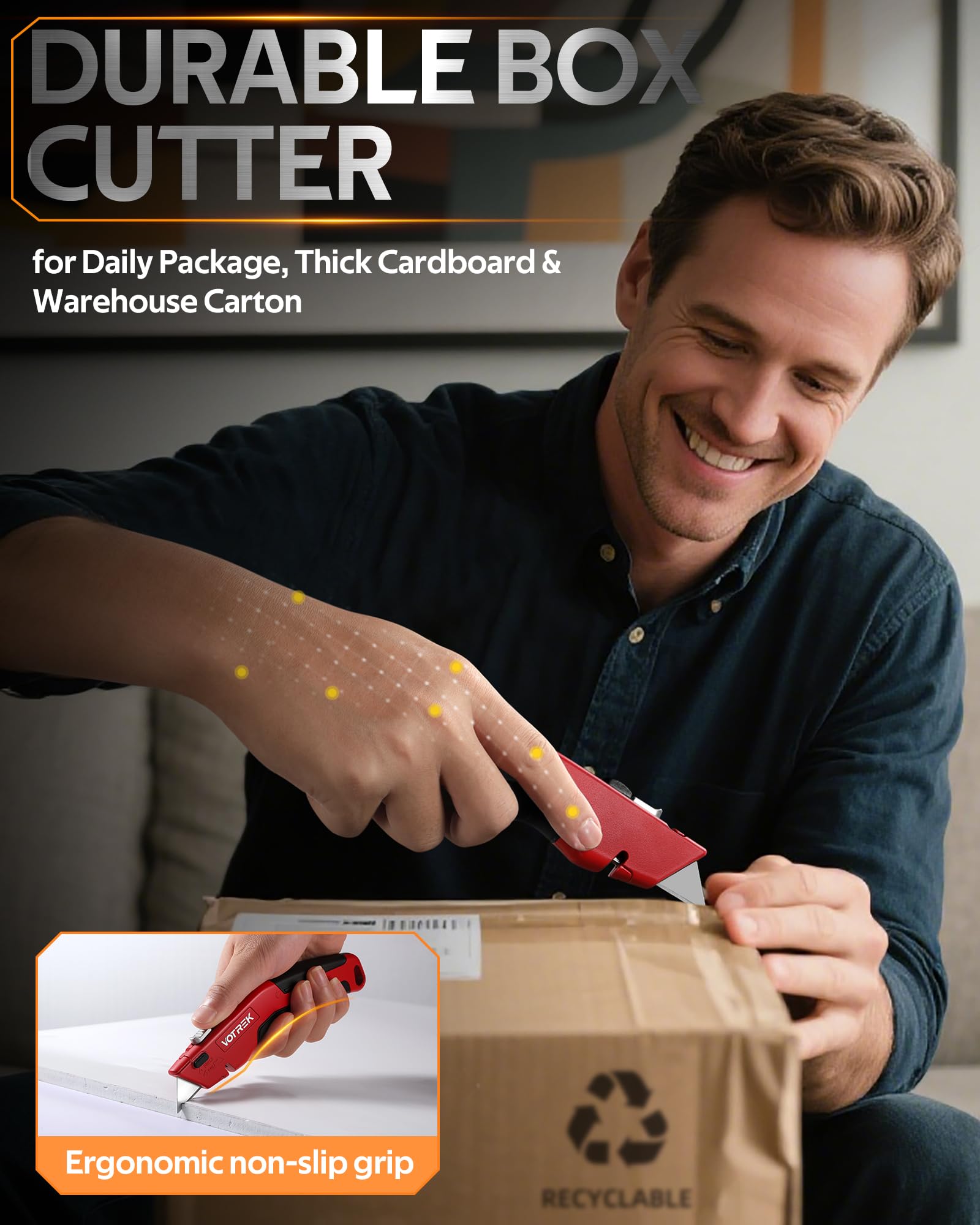 VOTREK blade storage keeps spare blades within easy reach.