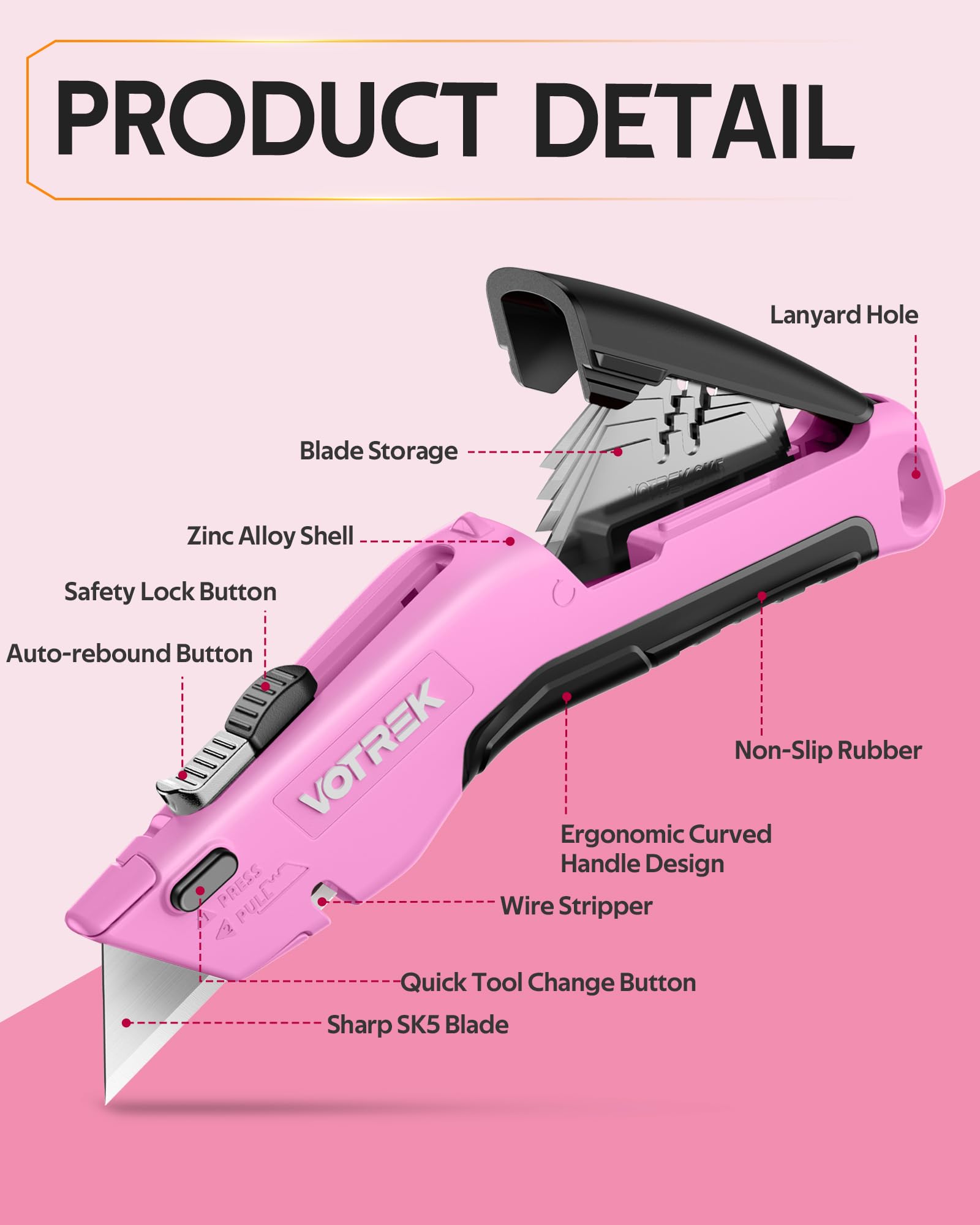 VOTREK box cutter shows cardboard cutting use in action