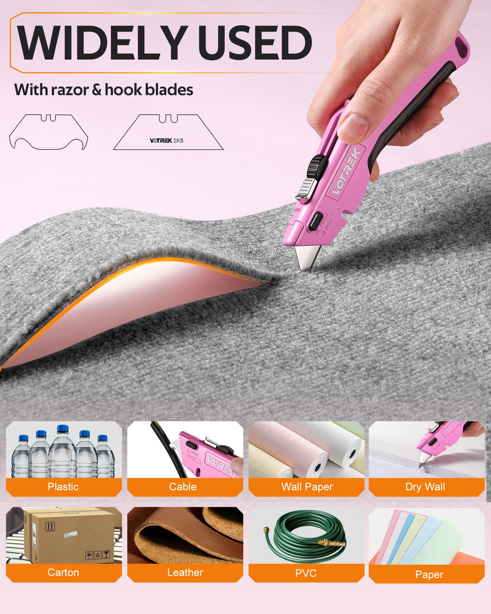 VOTREK box cutter ergonomic, non-slip handle for comfortable use