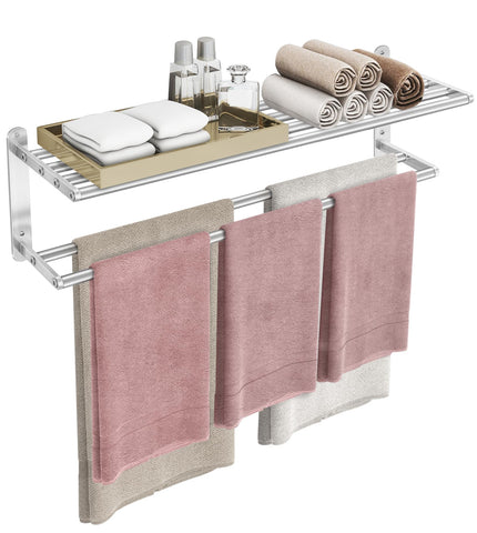 VOTZAAQ 32in towel rack front view showing two-tier towel storage