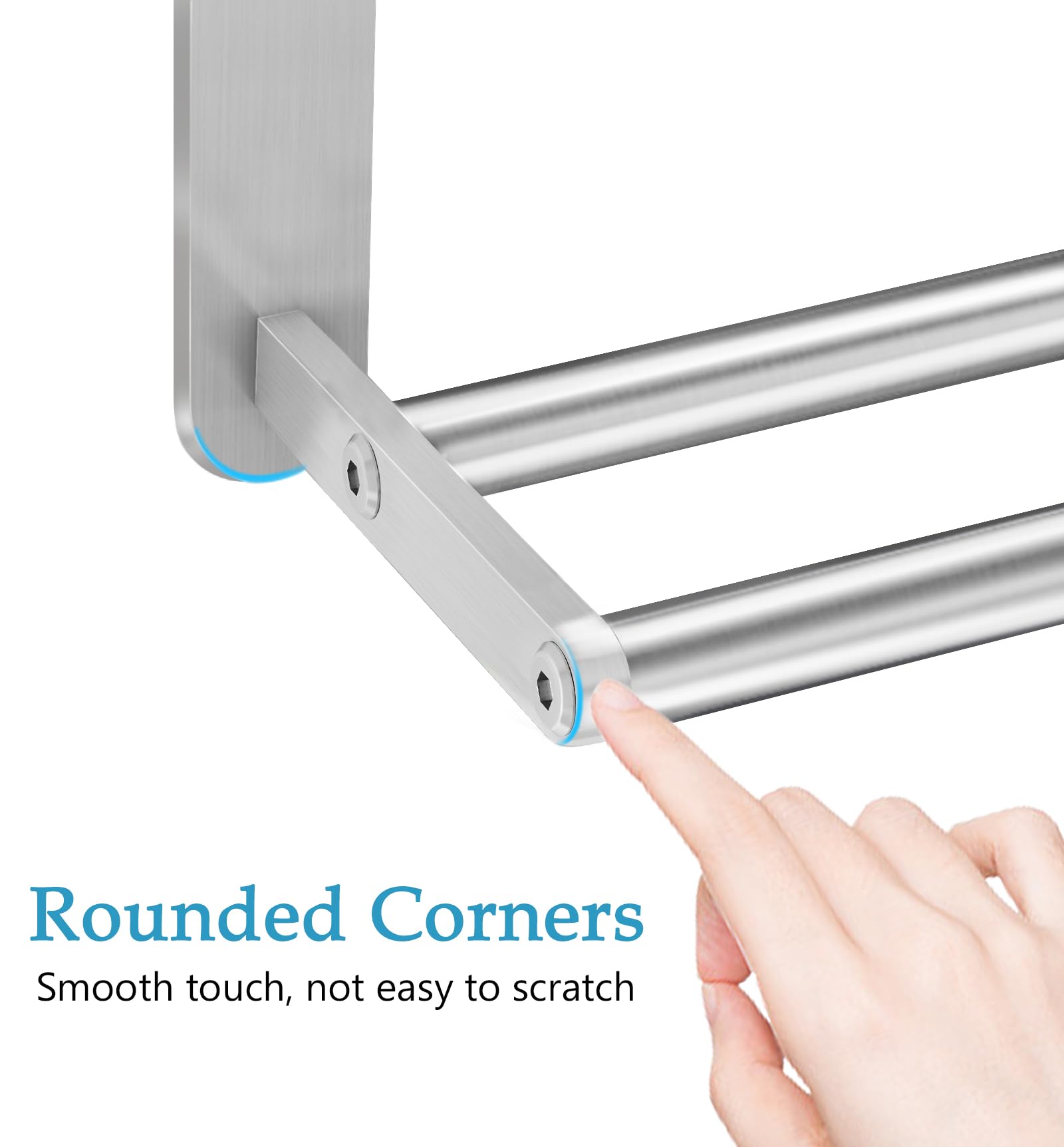 VOTZAAQ towel rack side view highlighting brushed nickel finish and durability