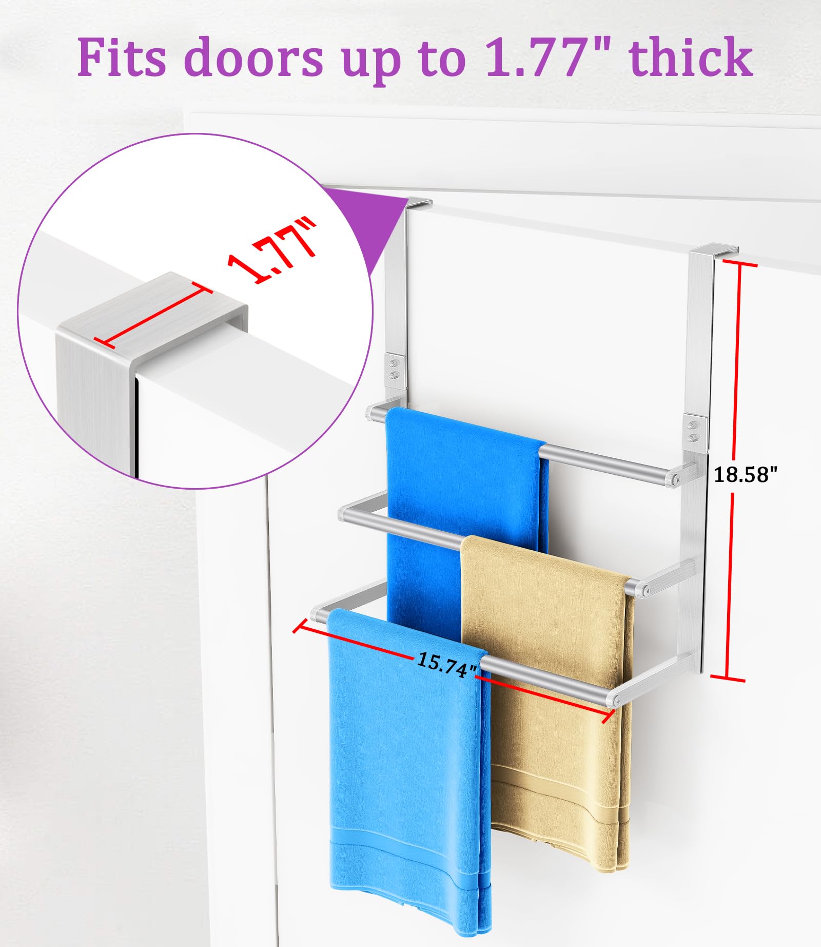 VOTZAAQ bar spacing 1.97in and 3.94in keeps towels from crowding.