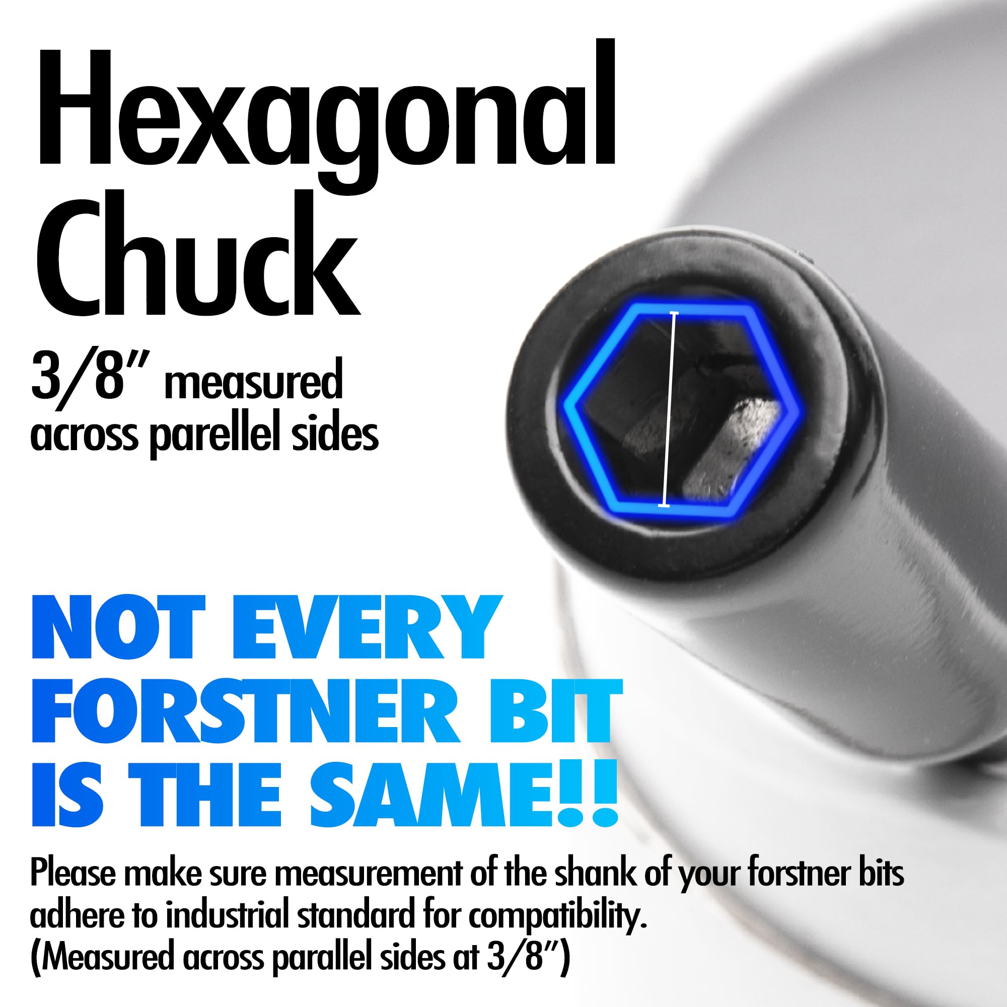 Vouyar hole saw extension chuck keeps bits securely in place during drilling
