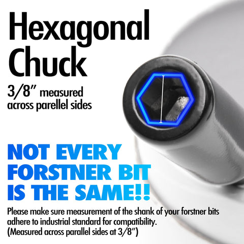 Vouyar hole saw extension chuck keeps bits securely in place during drilling