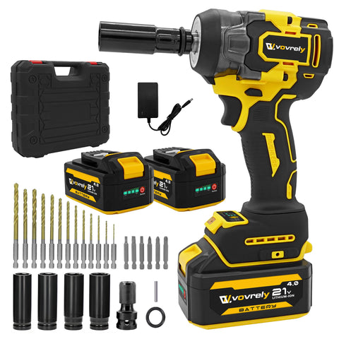 VOVRELY cordless impact wrench torque image highlights 650 N.m power for tough fasteners.
