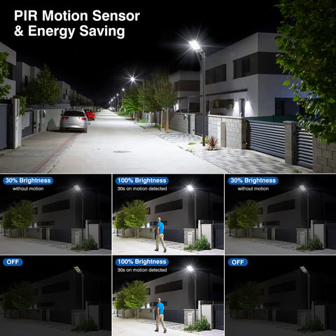 VowelsOne LED solar parking light with motion sensor enhances nighttime security.