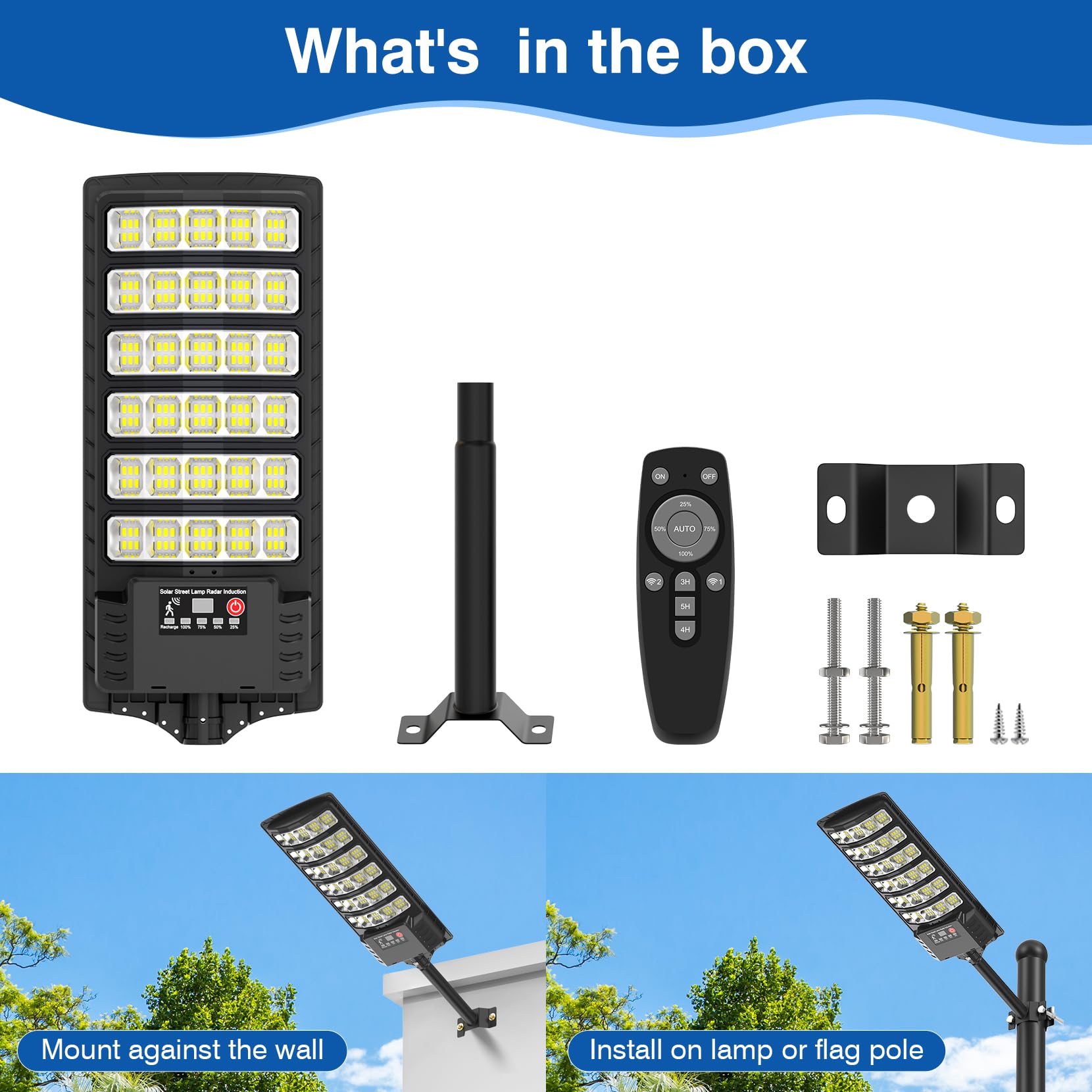 VowelsOne four-pack setup illuminating streets, courtyards, and garages