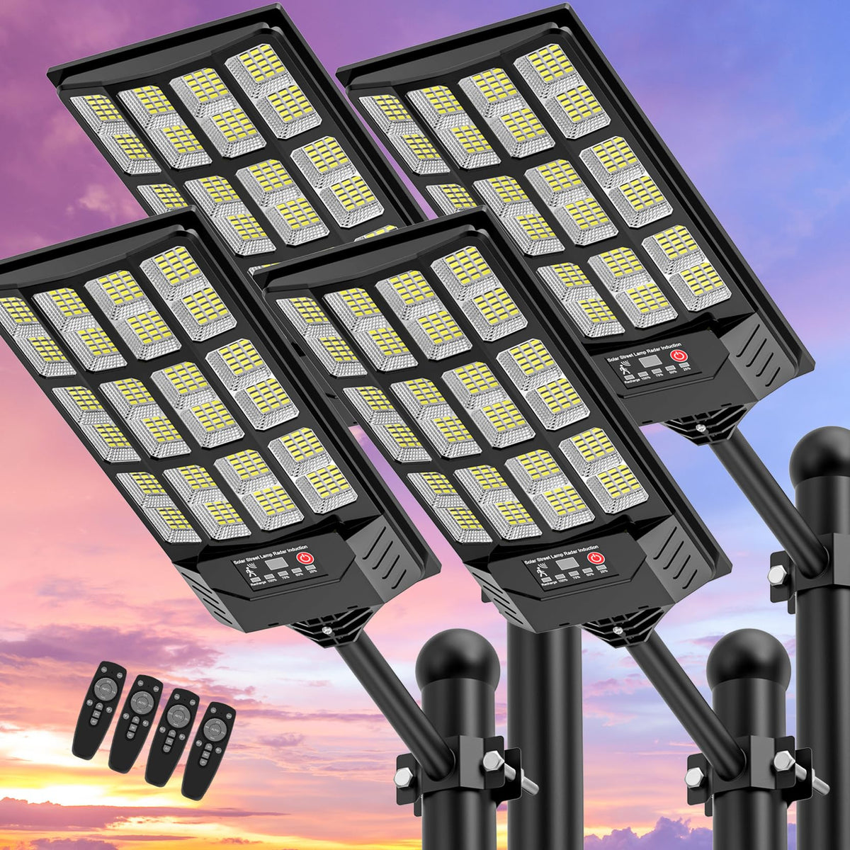 VowelsOne solar street light panel-assembly enhances daytime charging in a rugged outdoor setup.